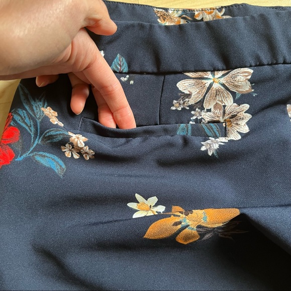 Cynthia Rowley Floral Ankle Length Slim Leg Colourful Pant Bottoms Trouser 8 - Picture 7 of 8